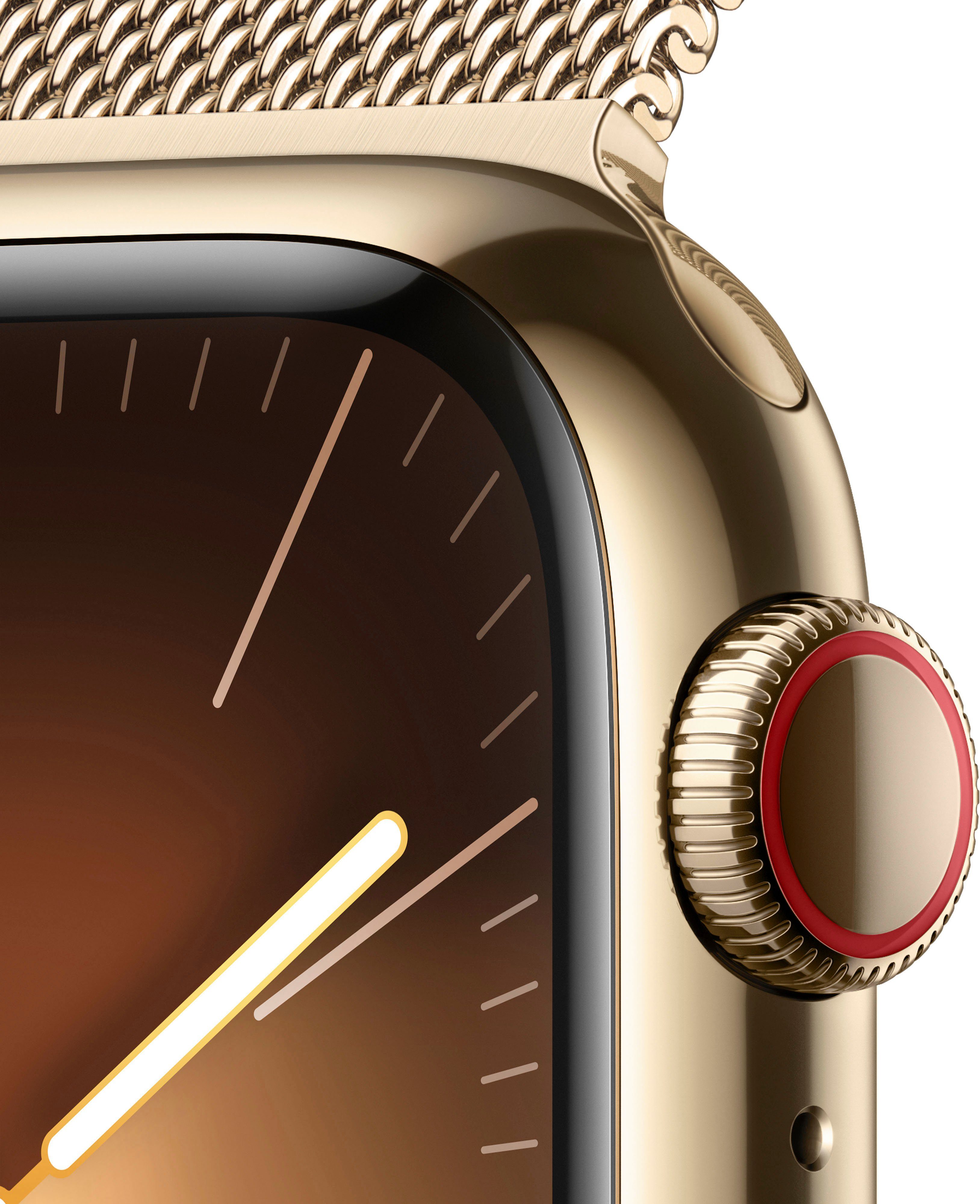 Apple Watch Series 9 GPS + Cellular 41mm Edelstahl Smartwatch (4,1 cm/1,61 Zoll, Watch OS 10), Milanese Loop