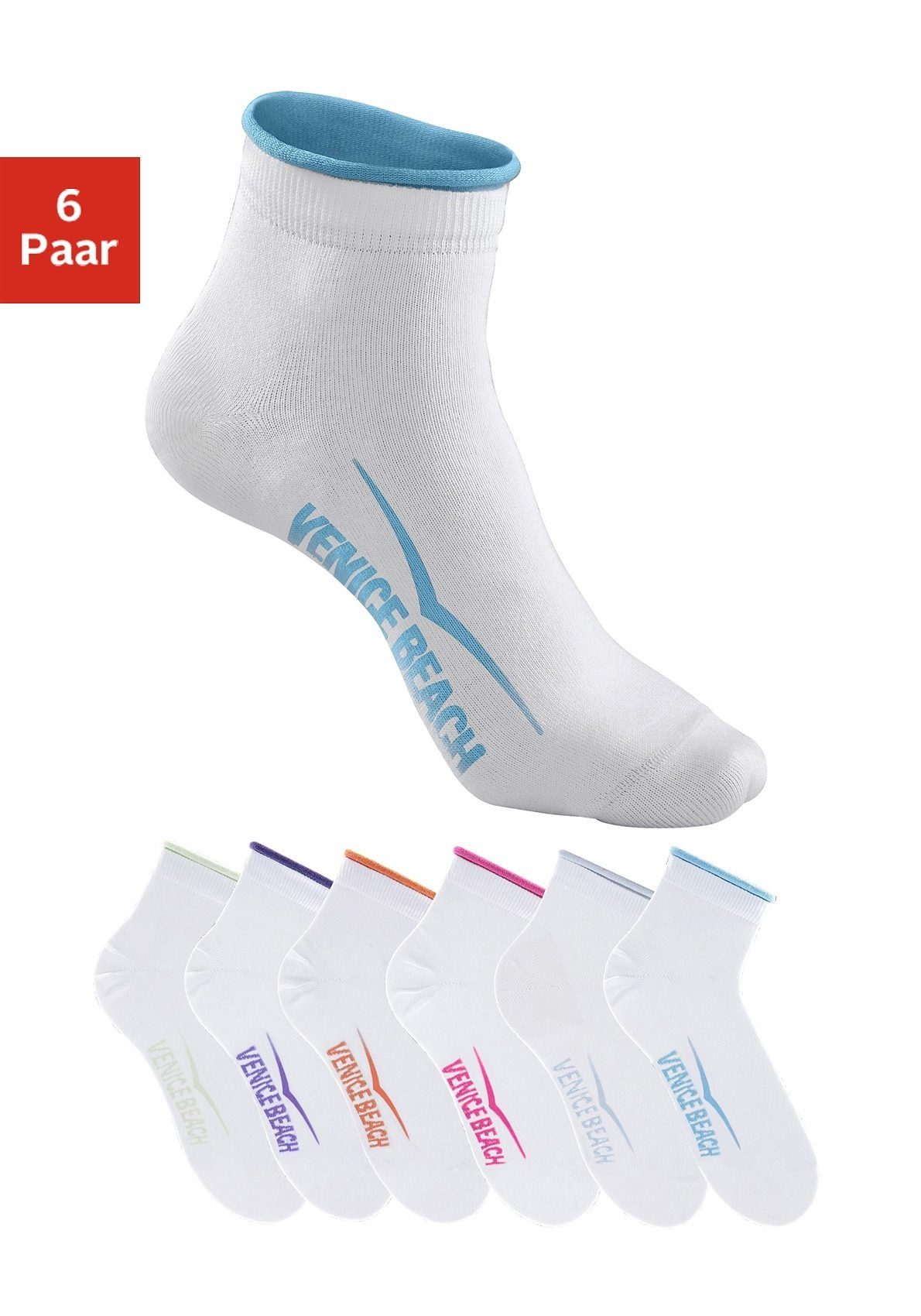 Venice Beach Kurzsocken (Set, 6-Paar) mit druckfreiem Bündchen