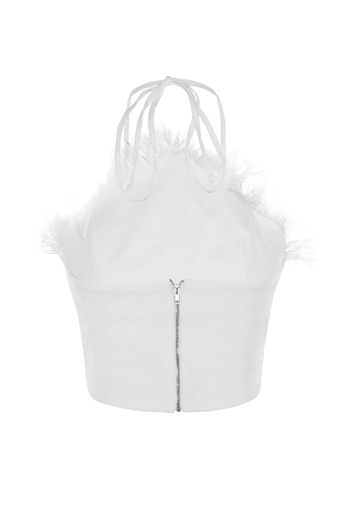Trendyol Collection  Ecrufarbenes, bauchfreies, gefüttertes Braut-Bustier mit Webbesatz TPRSS23BS00017