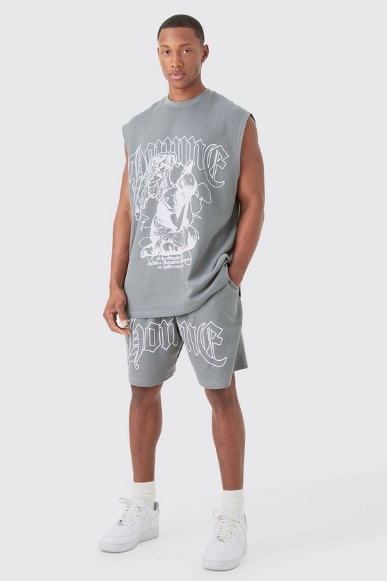 Oversize Tanktop in Waffeloptik & Shorts