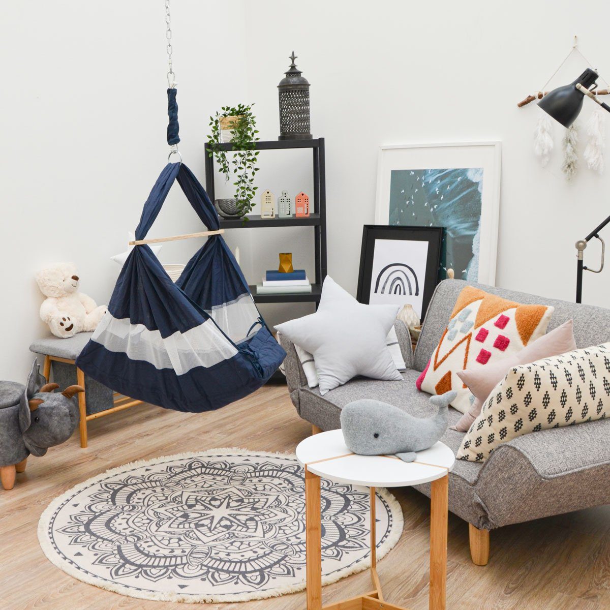 AMANKA Babywippe Baby Federwiege mit 100cm Kette Schwerlast Decke, Hängematte mit Feder+Matratze