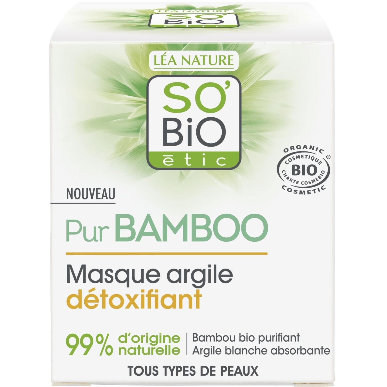 SO BiO étic Detoxifying Clay Mask, wszystkie rodzaje skóry, Pure Bamboo