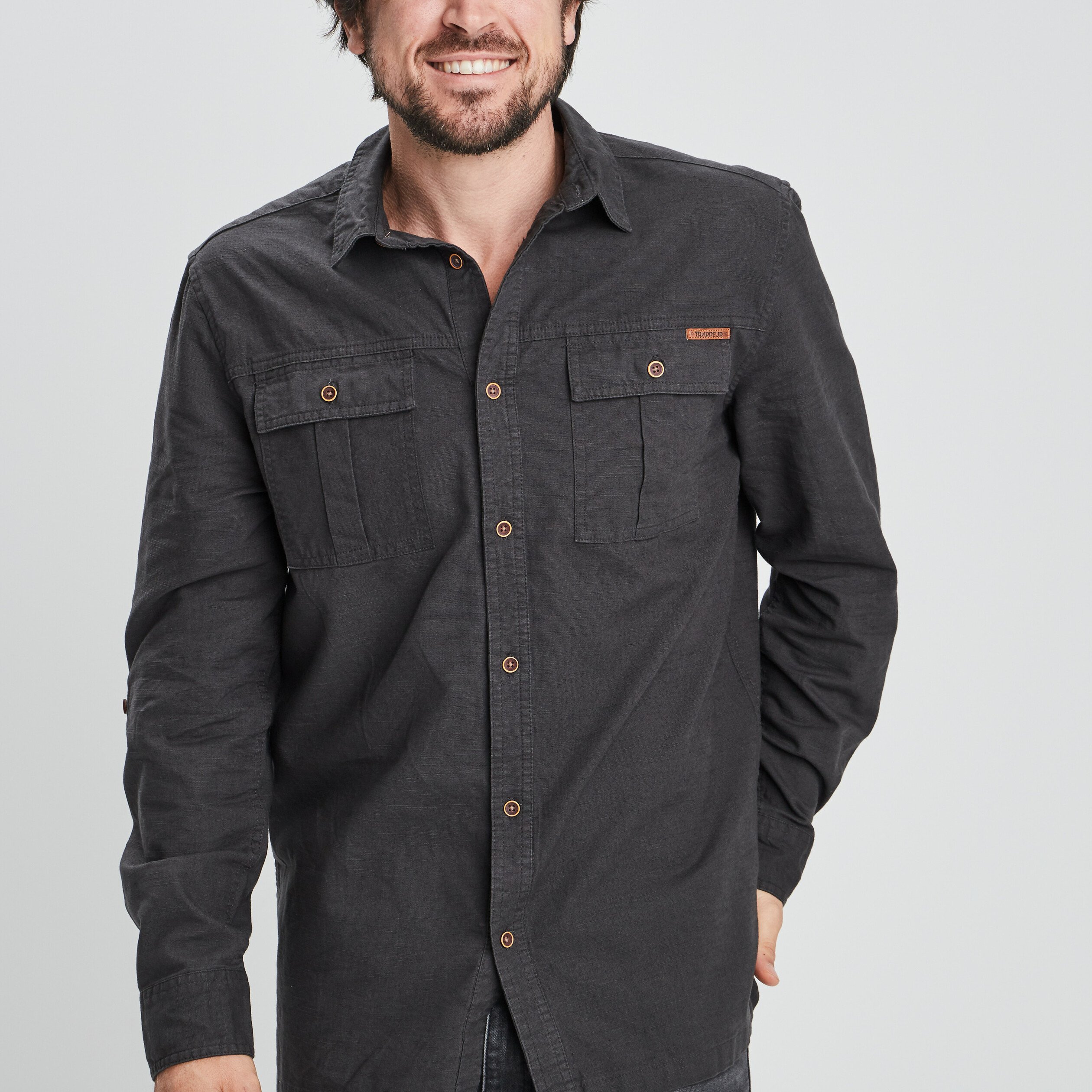 Chemise manches longues Trappeur gris foncé homme | La Halle