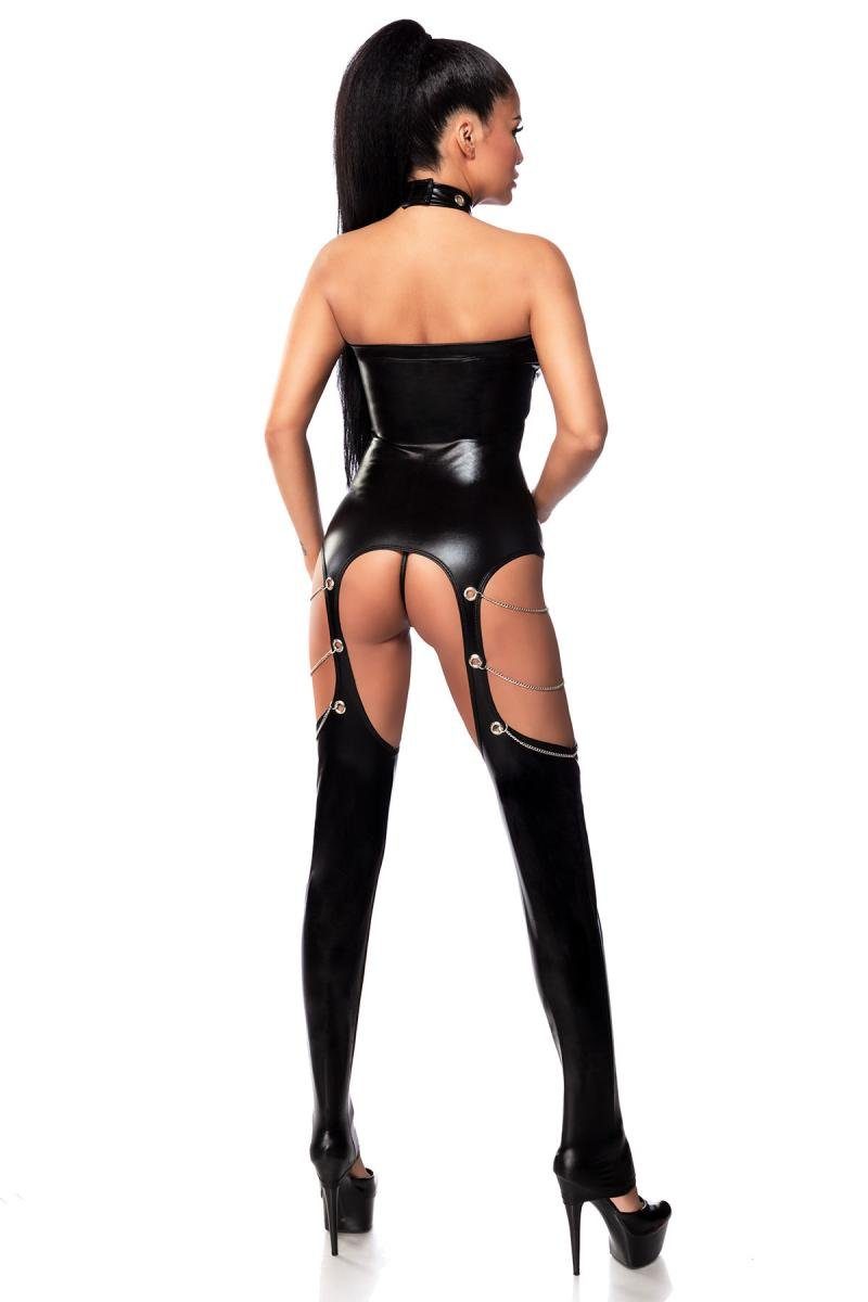 Saresia Bodystocking-Ouvert in schwarz - L