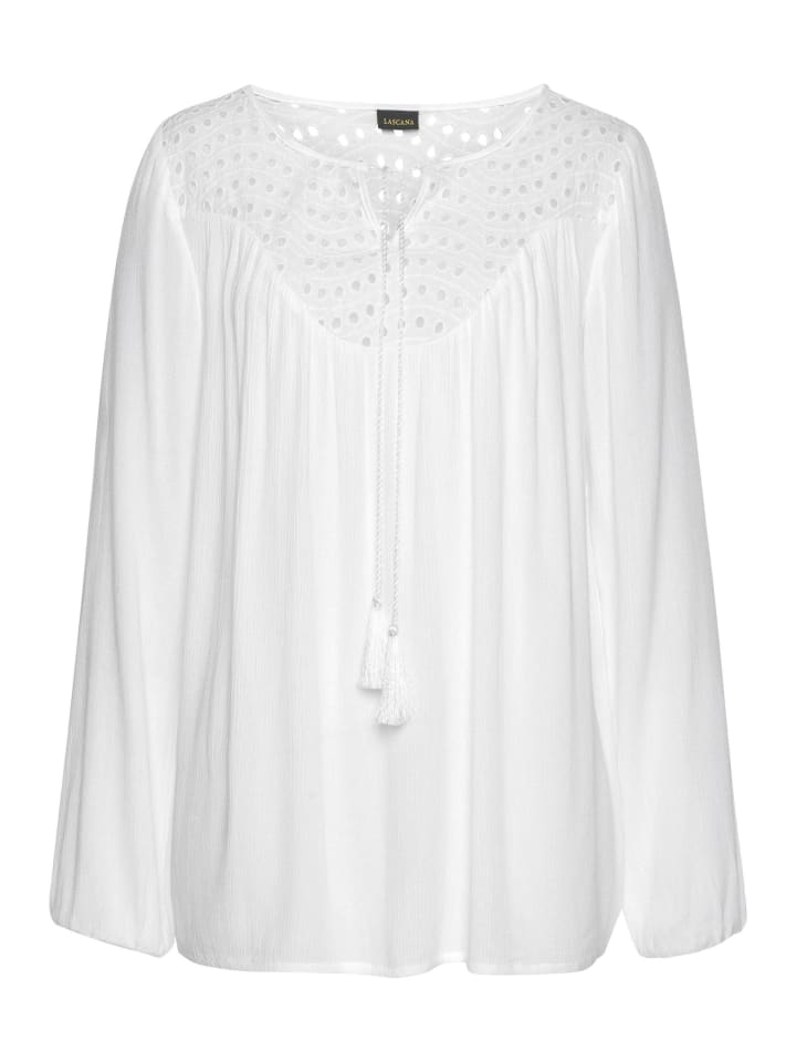LASCANA Crepebluse in weiß günstig kaufen