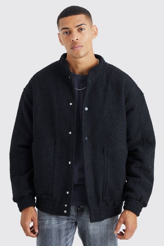 Strukturierte Oversize Bouclee-Bomberjacke