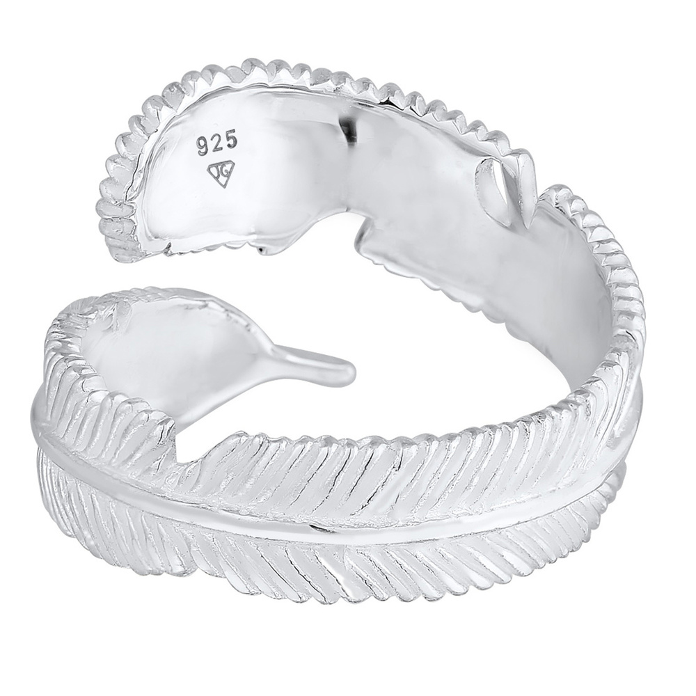 Elli Elli Bague Femmes Enroulement Plume Tendance Boho en Argent Sterling 925 Bague