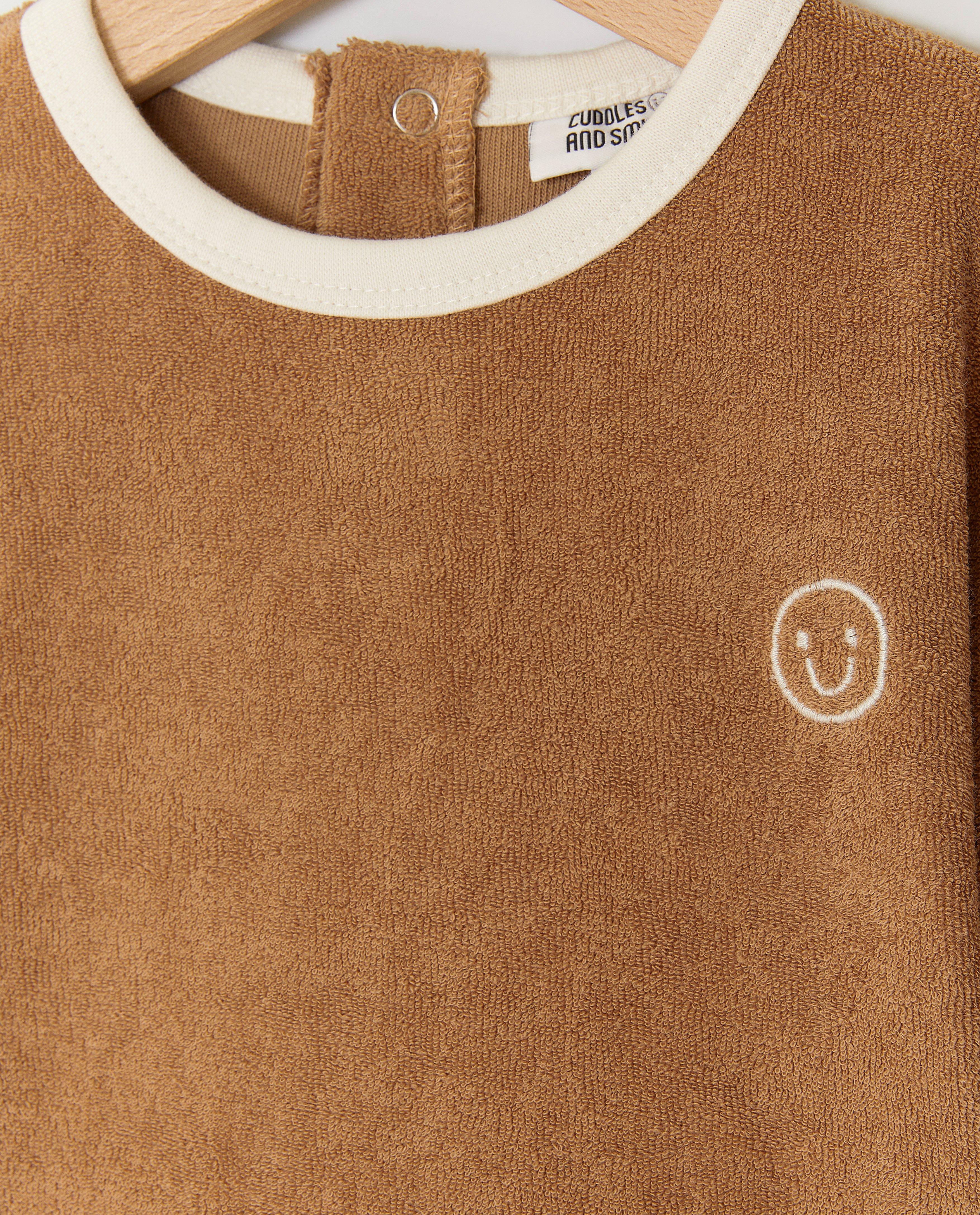 Tricou din țesătură terry Cuddles and Smiles maro