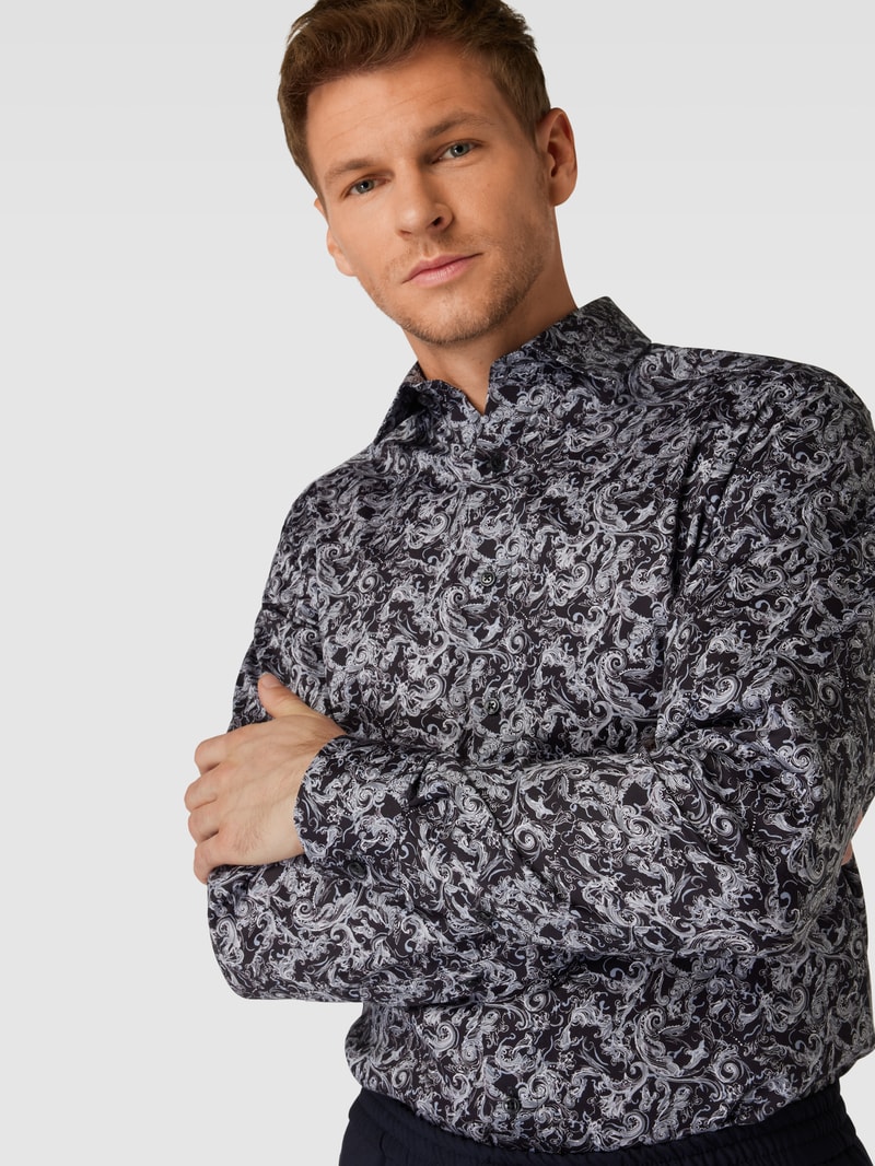 Modern Fit Business-Hemd mit Kentkragen Modell 'Global' in schwarz