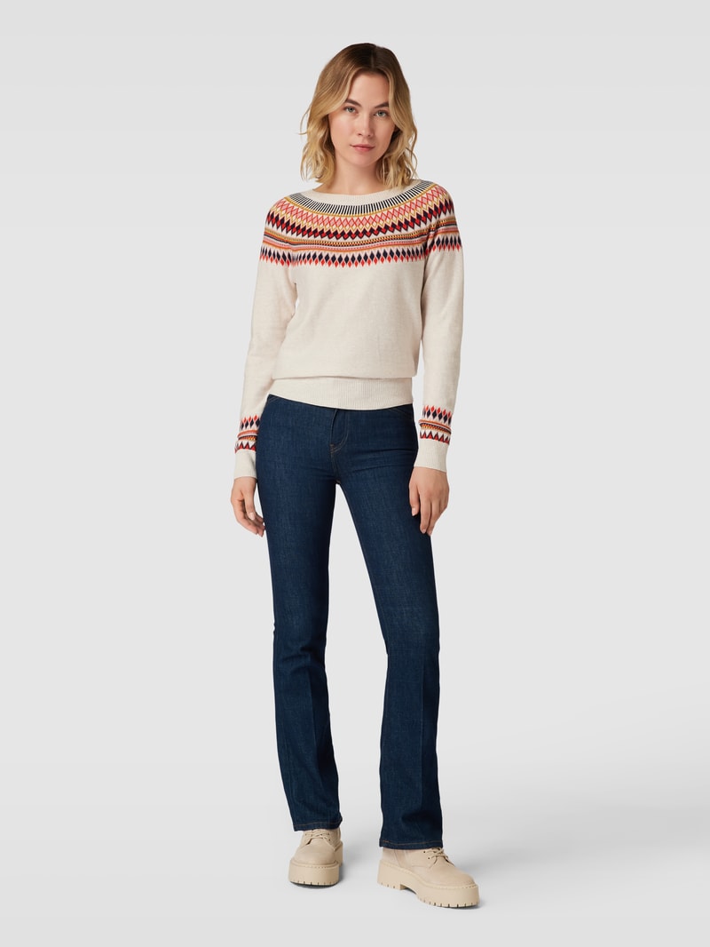 Strickpullover mit Zickzack-Muster in offwhite