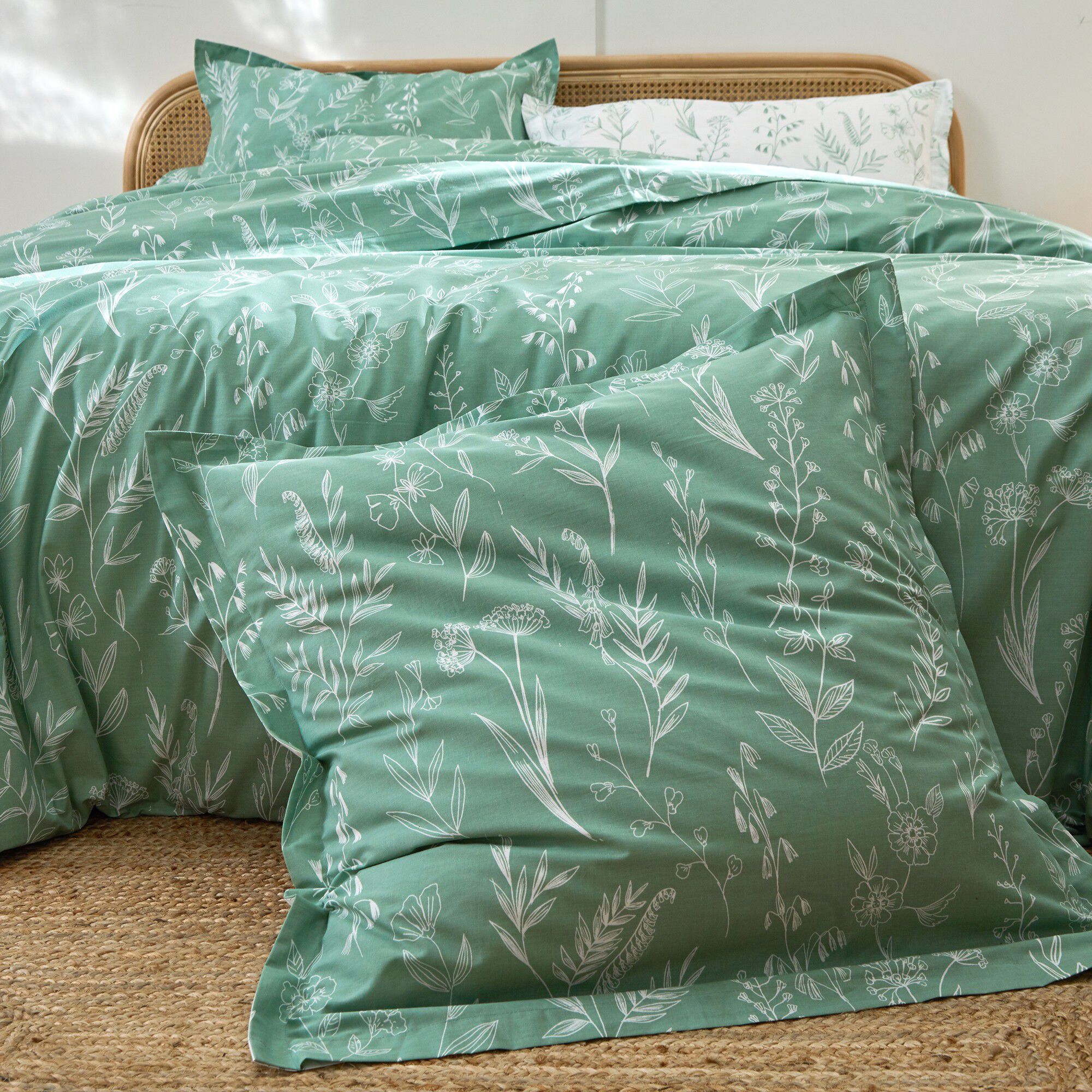 Linge de lit Alessia en coton imprimé fleuri