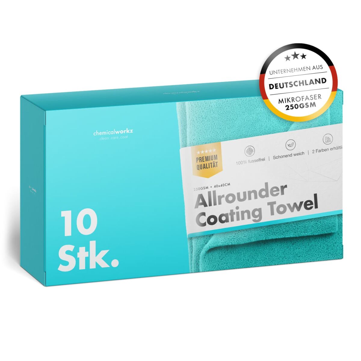 chemicalworkz Allrounder Coating Towel 250GSM Türkis Versiegelungstuch 40×40cm 10Stk.