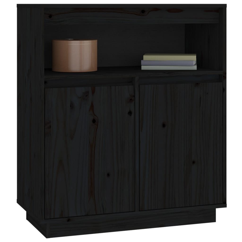 vidaXL Sideboard Sideboard Schwarz 70x34x80 cm Massivholz Kiefer (1 St)