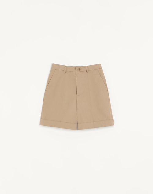 Valentino Bermudashorts i bomuldsgabardin med V-logo-broderi og opsmøg