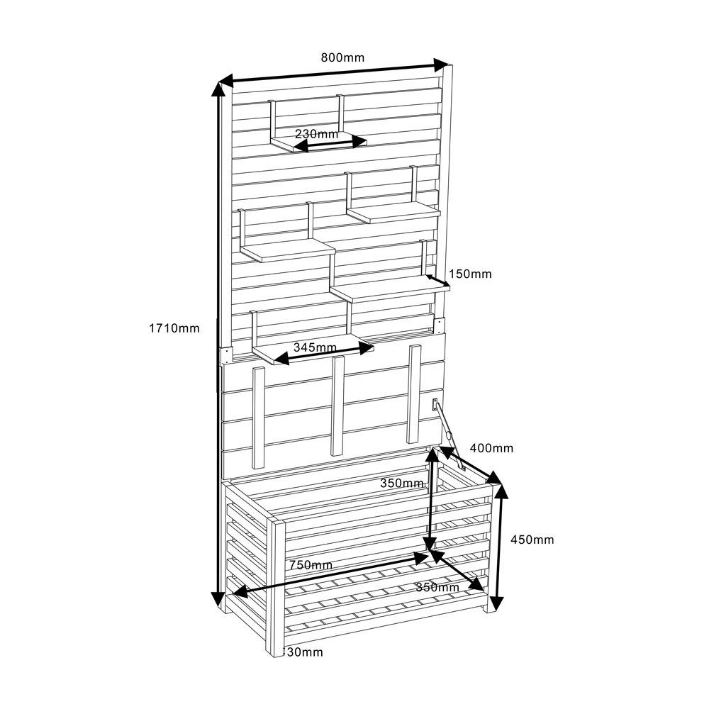HOME DELUXE Balkonsichtschutz Balkon-Sichtschutz ORELIA (Maße 80 x 40 x 171 cm) Aufbewahrungsfunktion, Sitzgelegenheit