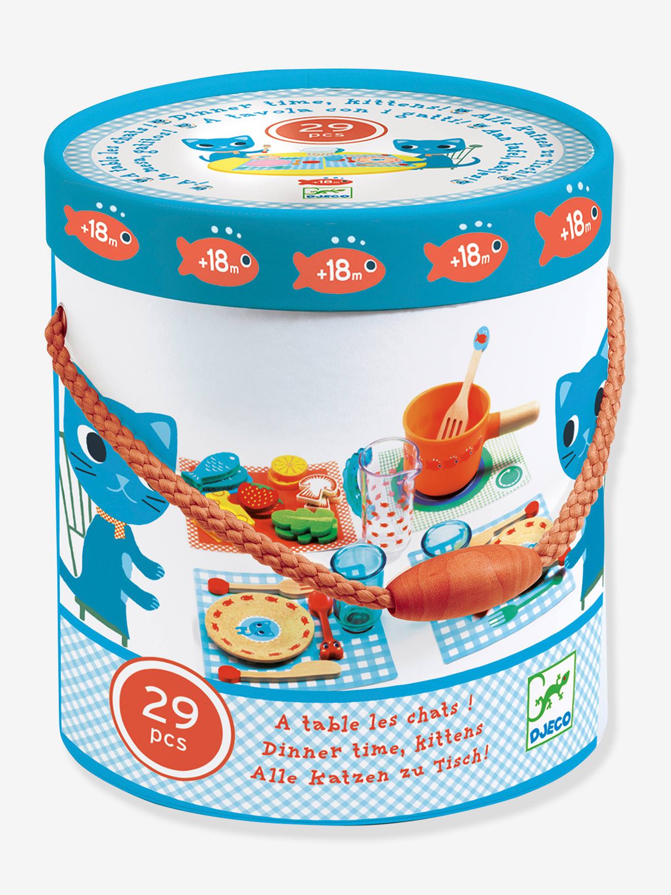 Djeco Spiel-Geschirr DJECO, Katzenmotive - mehrfarbig