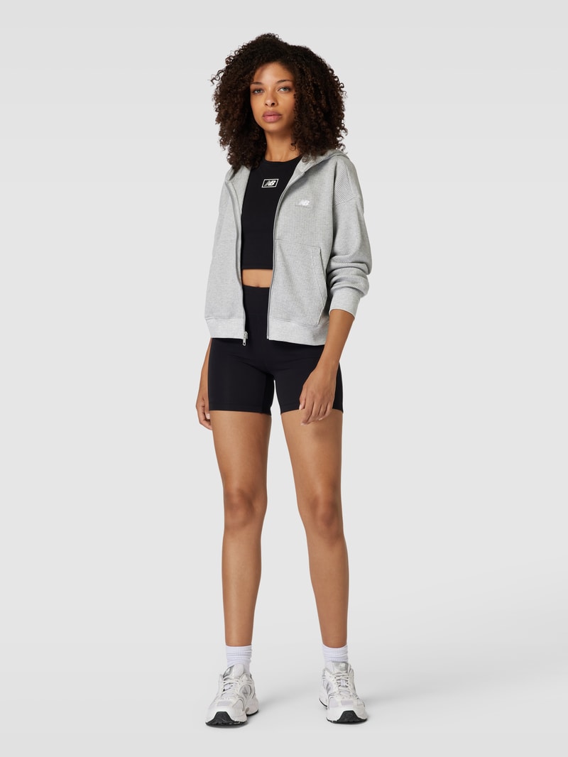 Sweatjacke mit Strukturmuster in hellgrau meliert