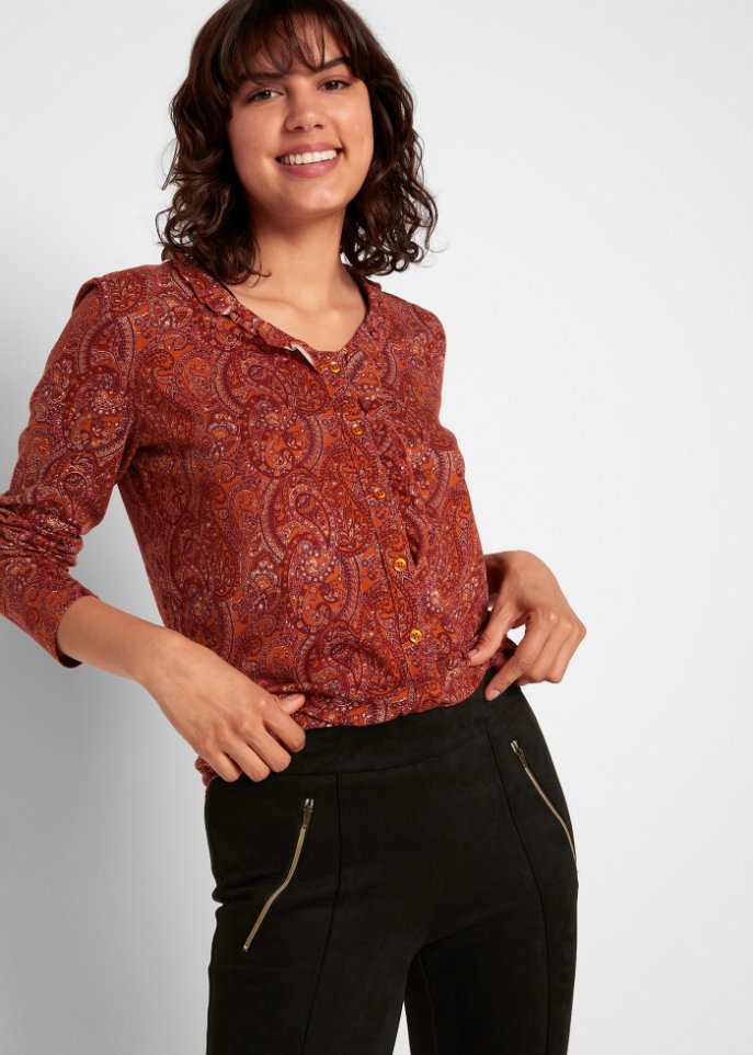 Velourslederimitat-Hose mit Biesen und Stretch-Anteil, Komfortbund