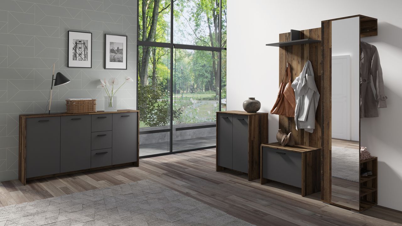 byLiving BEN Sideboard, Breite 153 cm, Old-Wood-Optik, anthrazit