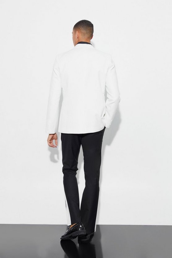 Slim-Fit Smoking-Jacke mit Satin-Revers