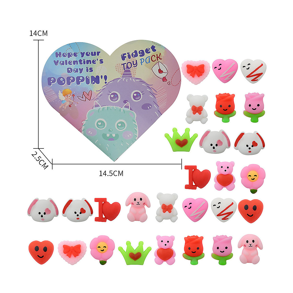 Herz Squishy Spielzeug mit Geburtstagskarte Fidget Toys Valentinstag Geschenk Grußkarten für Kinder