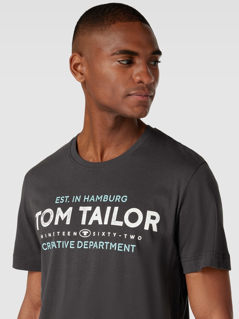 T-Shirt mit Label-Print in anthrazit