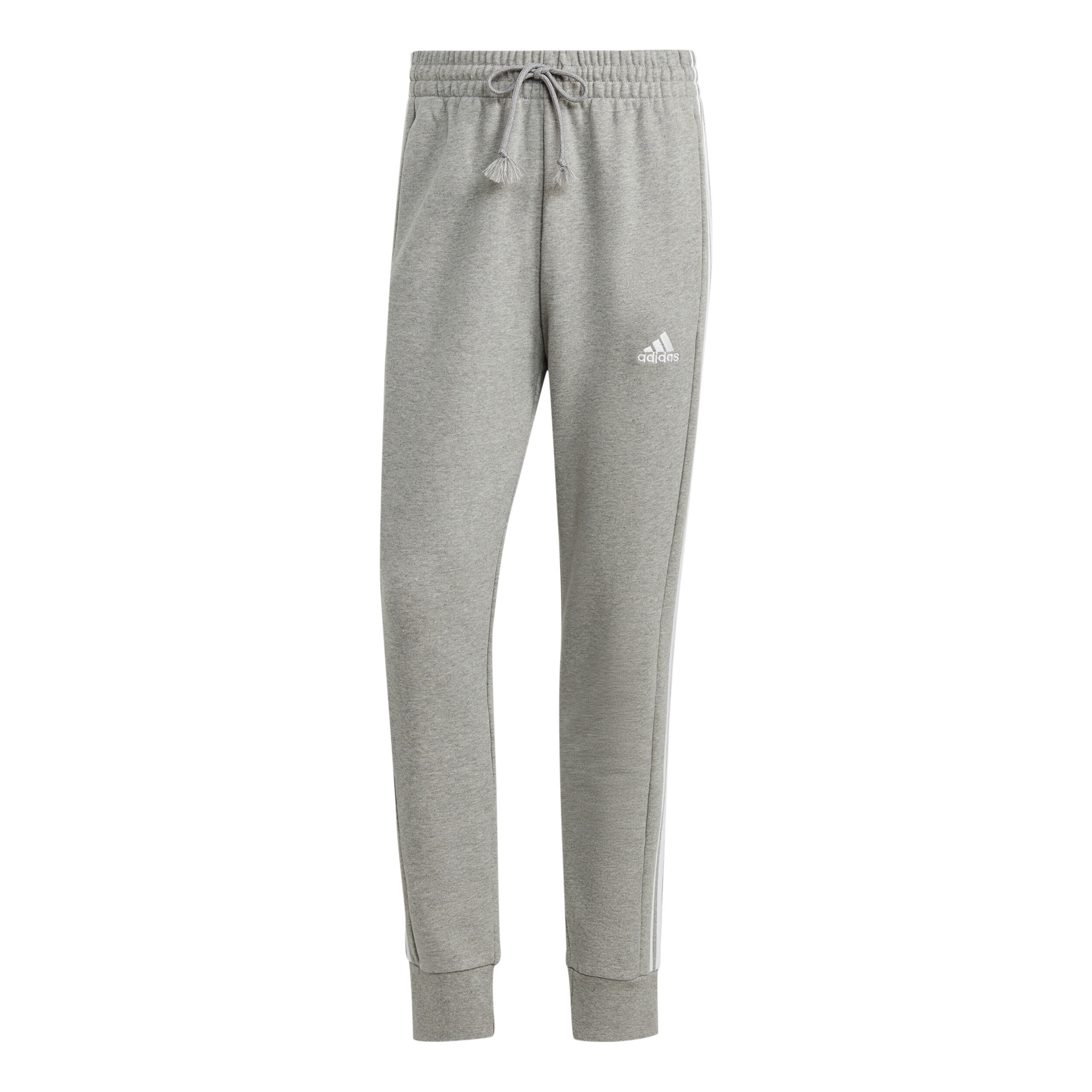 Essentials French Terry Tapered Cuff 3-Stripes Trainingshose Herren - Hellgrau, Weiß