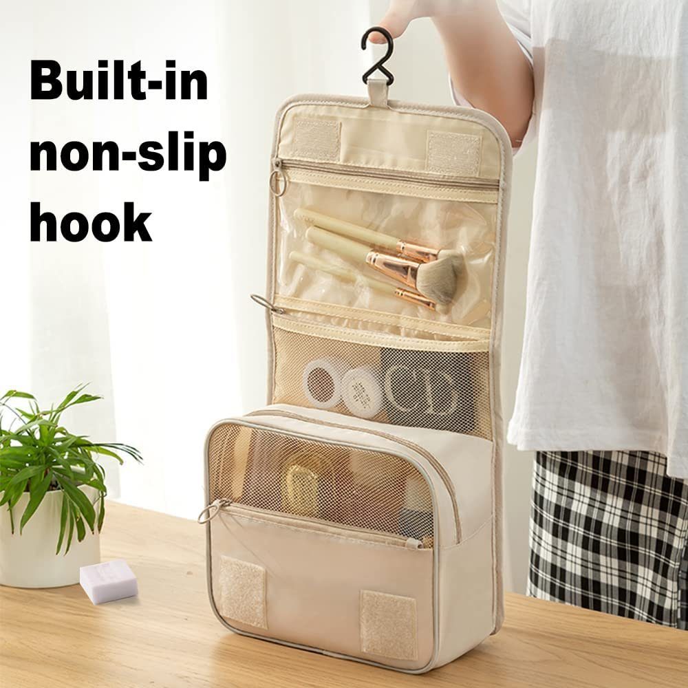 Blusmart Kosmetiktasche Reise-Kulturbeutel zum Aufhängen (Wasserdichte tragbare Damen-Kosmetiktasche, 1-tlg., Faltbare Kosmetiktasche mit großem Fassungsvermögen), Mit 4 Fächern und 1 stabilen Haken