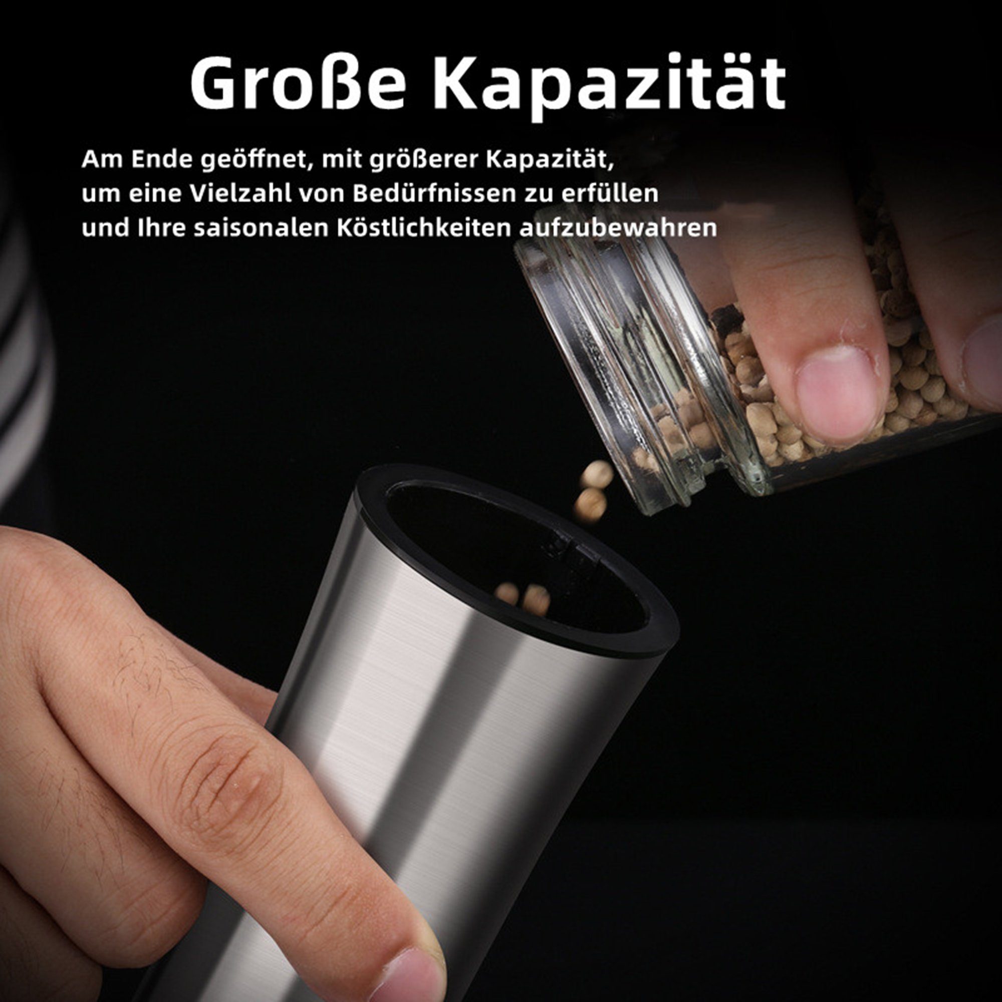 Tisoutec Salz-/Pfeffermühle Salz und Pfeffermühle aus rostfreien Edelstahl Salz und Pfeffer Mühle Edelstahl (Einstellbare Feinheit Manuelle Salzmühle für getrocknete Gewürze & Kräuter, Mahlgrad einstellbar fein bis grob) Gewürzmühlen