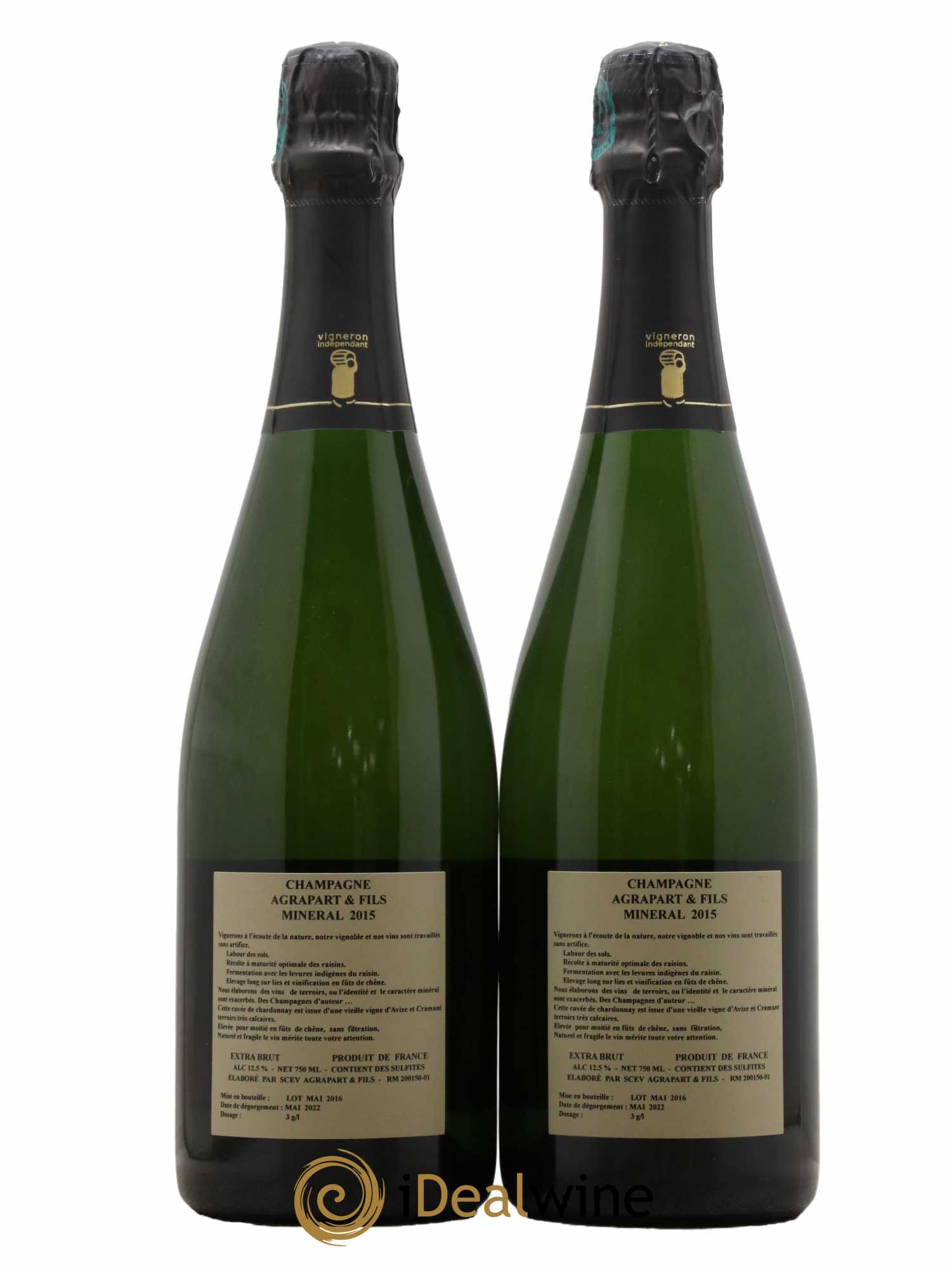 Minéral Extra Brut Blanc de blancs Agrapart & Fils  2015 - Lot de 2 Bouteilles