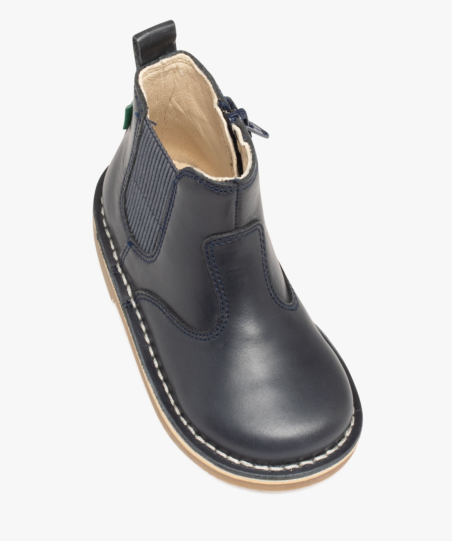 Boots bébé fille unies en cuir style Chelsea - Kickers marine | GEMO