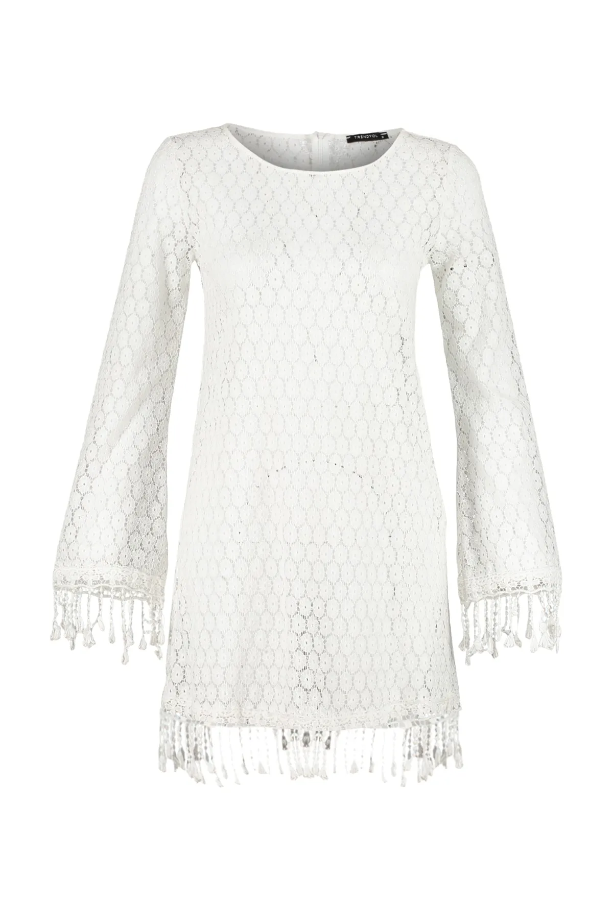 Trendyol Collection  Ecru Mini-Strickquasten-Strandkleid TBESS23EL00170