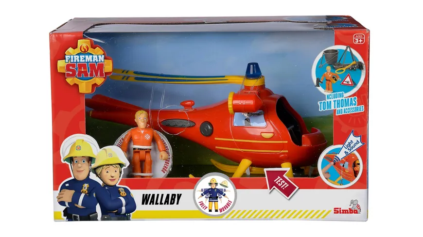 Simba - Feuerwehrmann Sam - Sam Hubschrauber Wallaby mit Figur