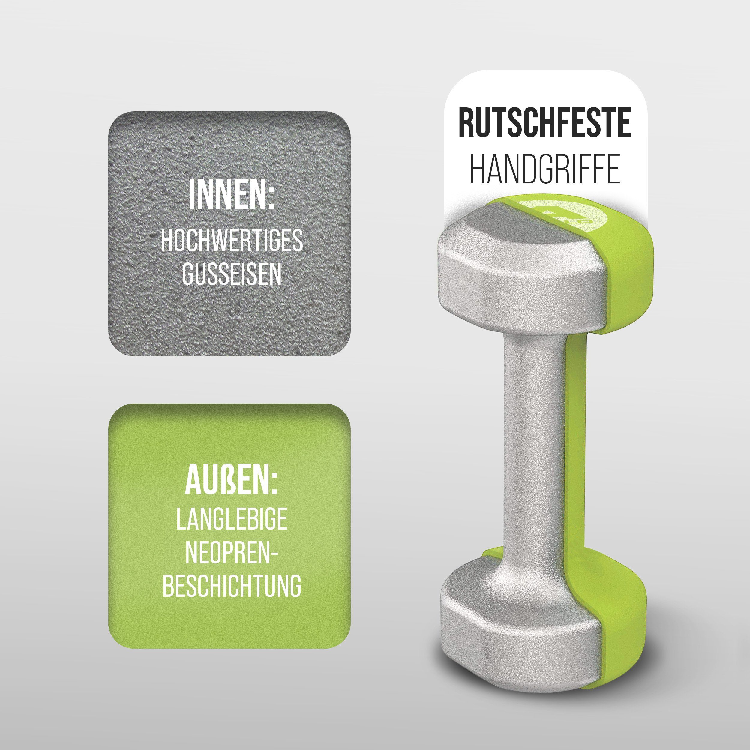 Apollo Hantel-Set Hantel 2er Set Kurzhantel Fitness Hanteln 2 kg bis 10 kg, (2er Set), Rutschfest und robust, für ein effektives Training!