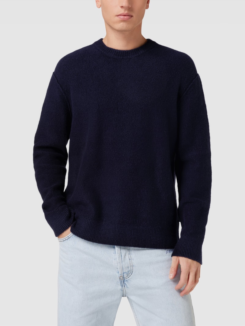 Strickpullover mit Label-Detail in marineblau