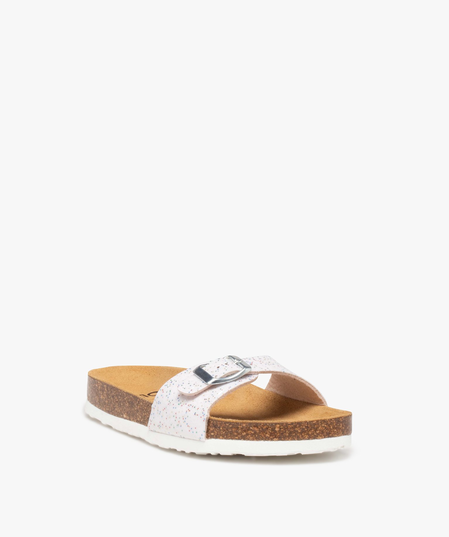 Mules fille à semelle liège et bride à boucle blanc | GEMO
