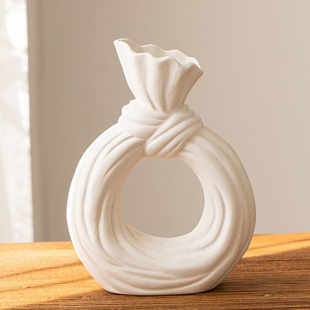 SCOHOME Dekovase Keramik vase beige Moderne deko (1 St., Geeignet für Wohnzimmer, Schlafzimmer), Kunst Vase Runde Form Vasen