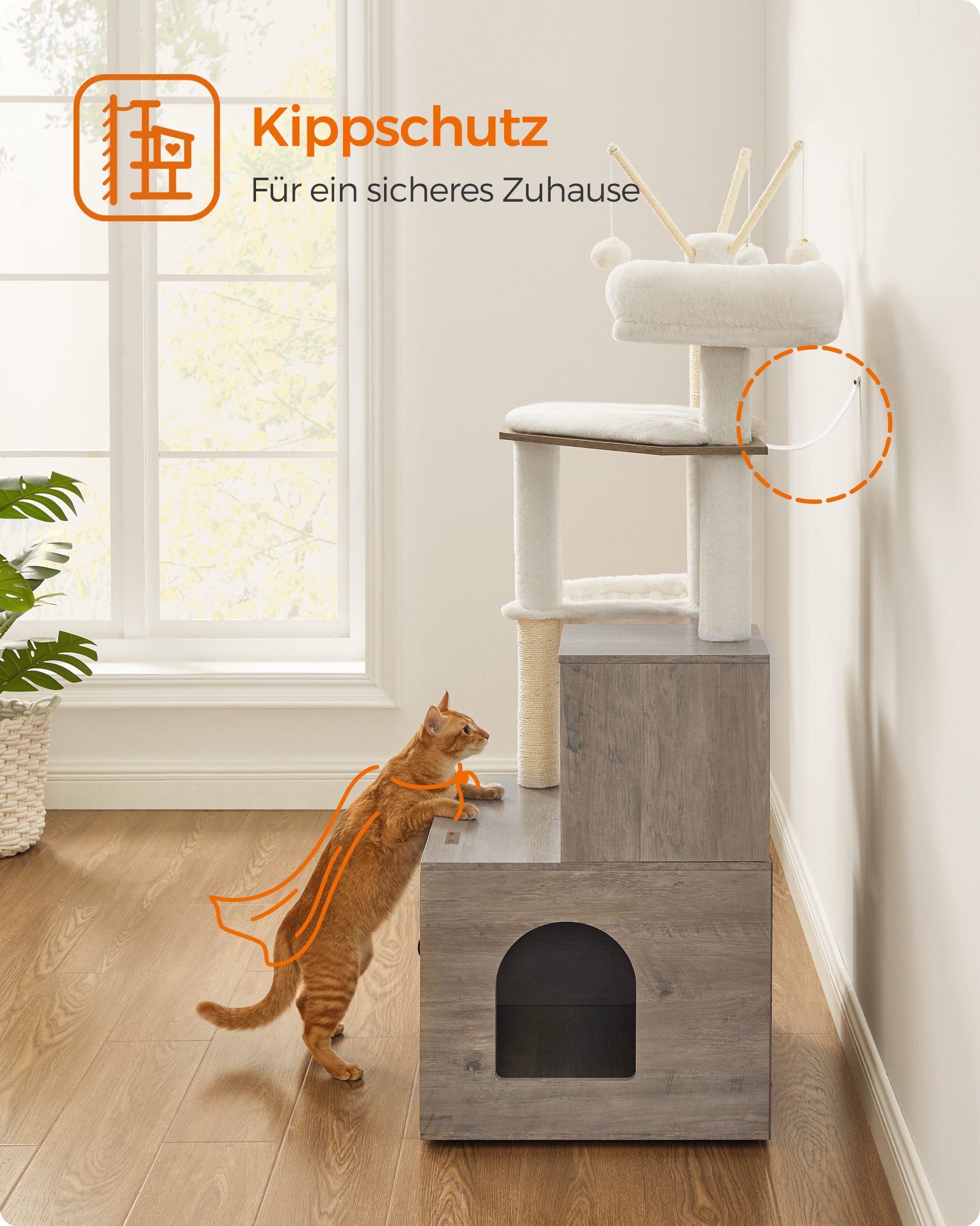 FEANDREA Kratzbäume FEANDREA Kratzbaum mit Katzenklo-Schrank 2-in-1 dunkelgrau
