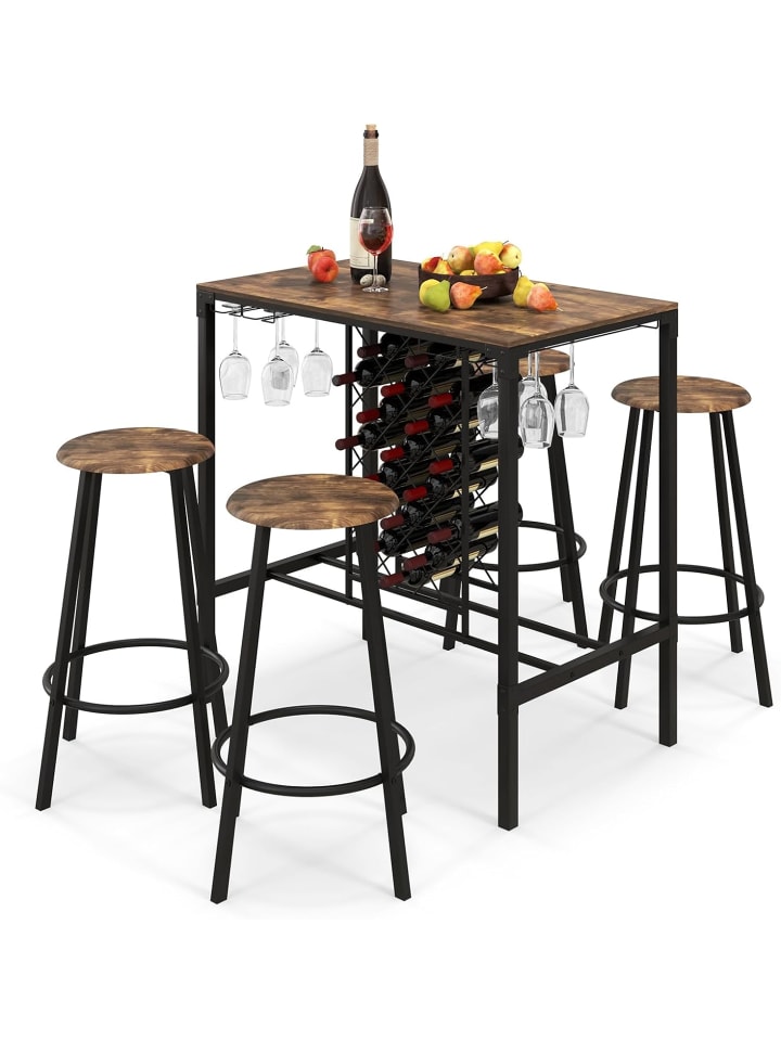 COSTWAY 5 tlg. Set Bartisch in Braun günstig kaufen onesize