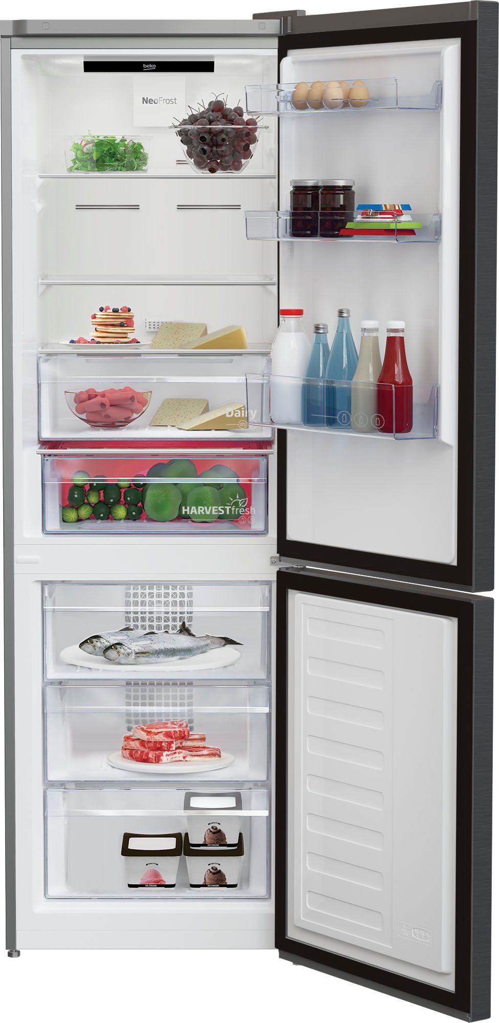 BEKO Kühl-/Gefrierkombination RCNE366E70ZXBRN, 186 cm hoch, 59,5 cm breit
