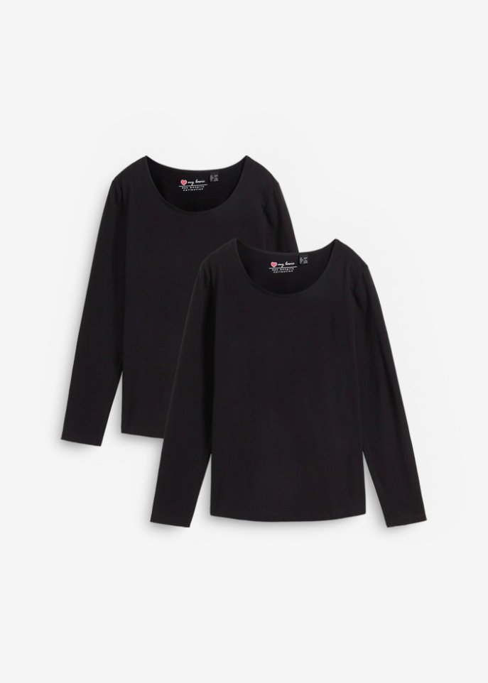 Langarmshirt mit Rundhalsausschnitt (2er Pack)