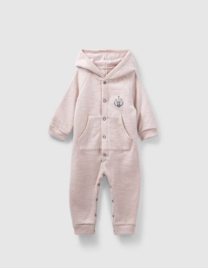 Combinaison rose à capuche-lunettes molleton bio bébé