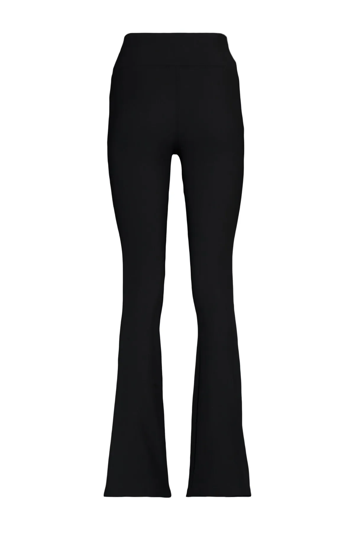 Trendyol Collection  Schwarze, gerippte, gestrickte Yoga-Sportstrumpfhose mit spanischen Beinen TWOAW23TY00011