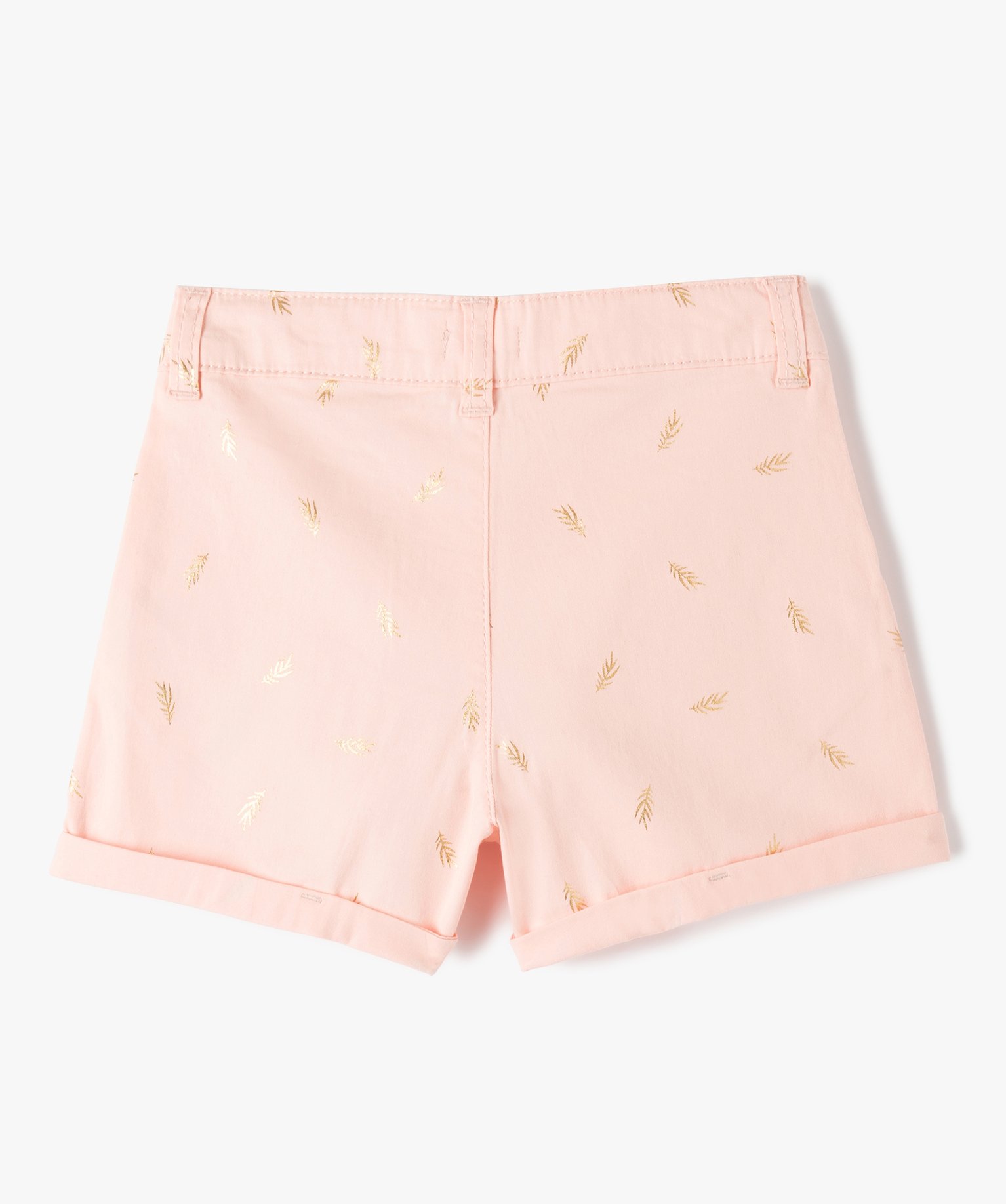 Short fille large en toile de coton avec motifs scintillants rose | GEMO