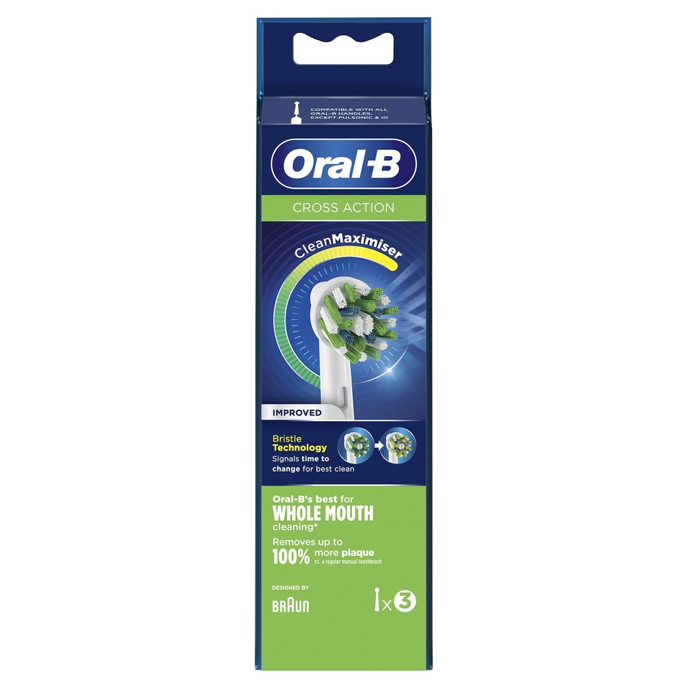 oral-b Oral-B CrossAction Brossette Avec CleanMaximiser, 3 Brossettes De Rechange