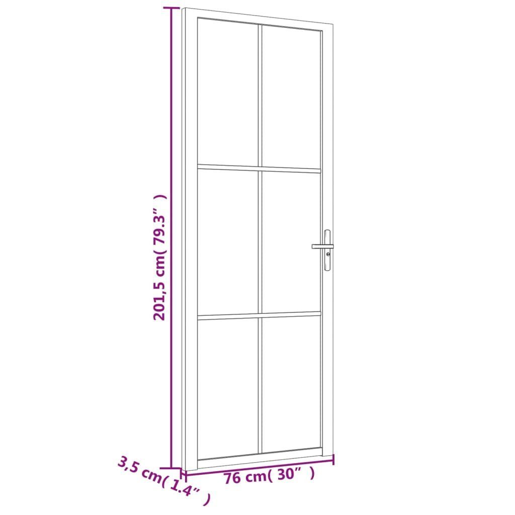 vidaXL Haustür Innentür 76x201,5 cm Weiß ESG-Glas und Aluminium (1-St)
