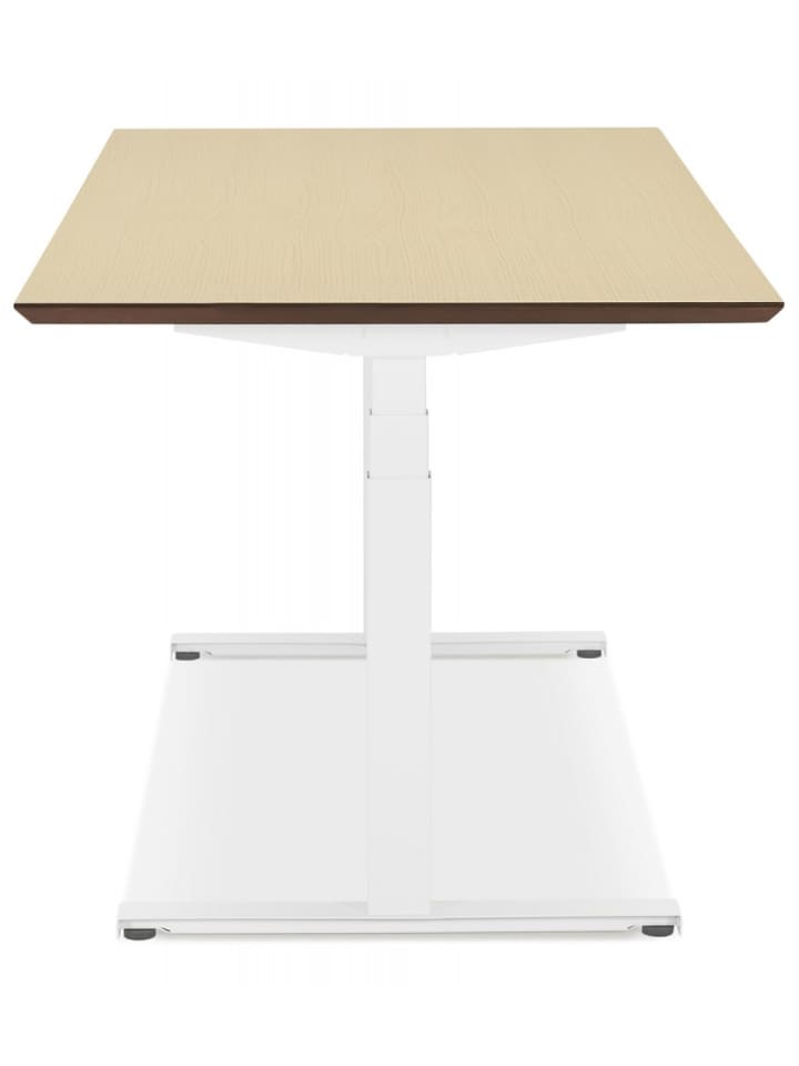 KADIMA DESIGN Elektrischer Sitz-Steh-Schreibtisch aus Holz Metall | Skandi in Beige-Weiß günstig kaufen