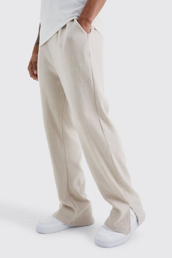 Lockere gerippte Ottoman Jogginghose mit geteiltem Saum