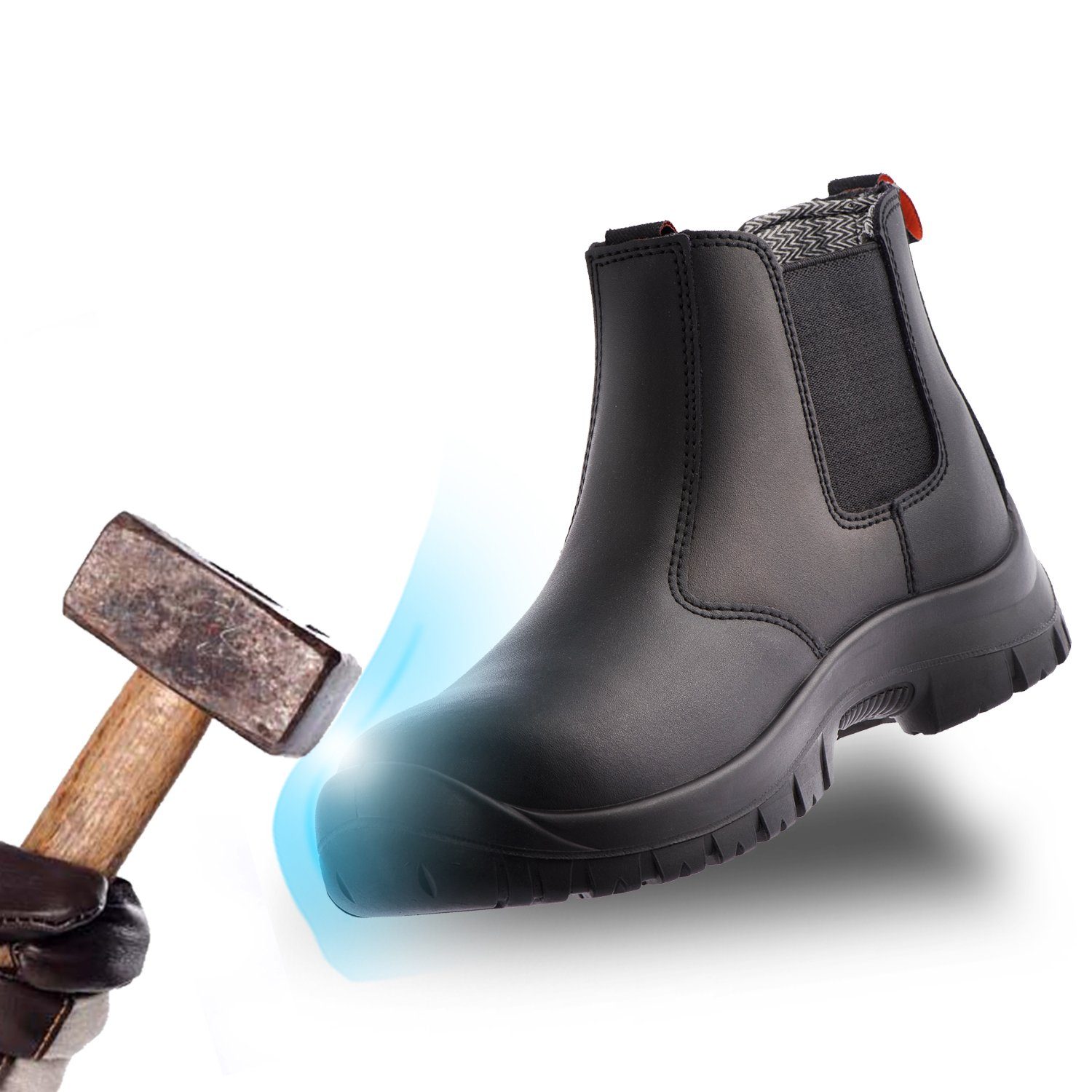KAM-LITE Sicherheitsschuhe Herren S3 Arbeitsschuhe Stahlkappe Rutschfest Arbeitsschuh atmungsaktive, Rutschfeste, Wasserdicht, aus echtem Leder, mit Stahlkappe