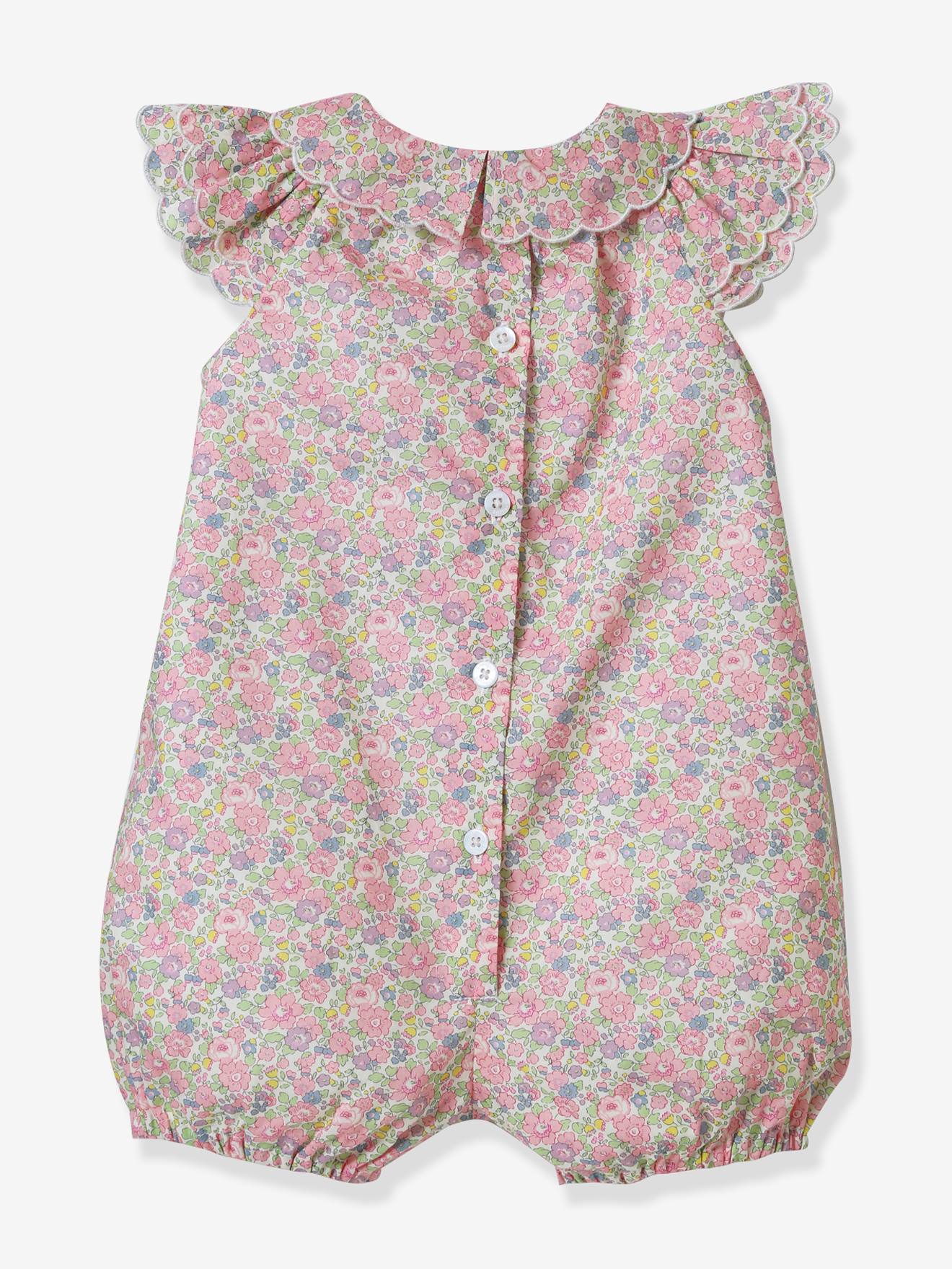 Cyrillus Mädchen Baby Overall CYRILLUS mit Liberty-Print - rosa bedruckt